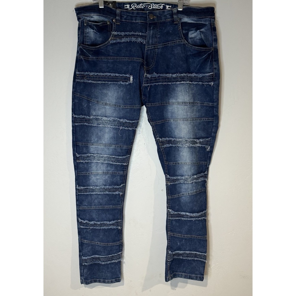 Retro Stitch Men's Premium Denim / Jeans Straight Fit / Stretch Size 42 x 32 NWT